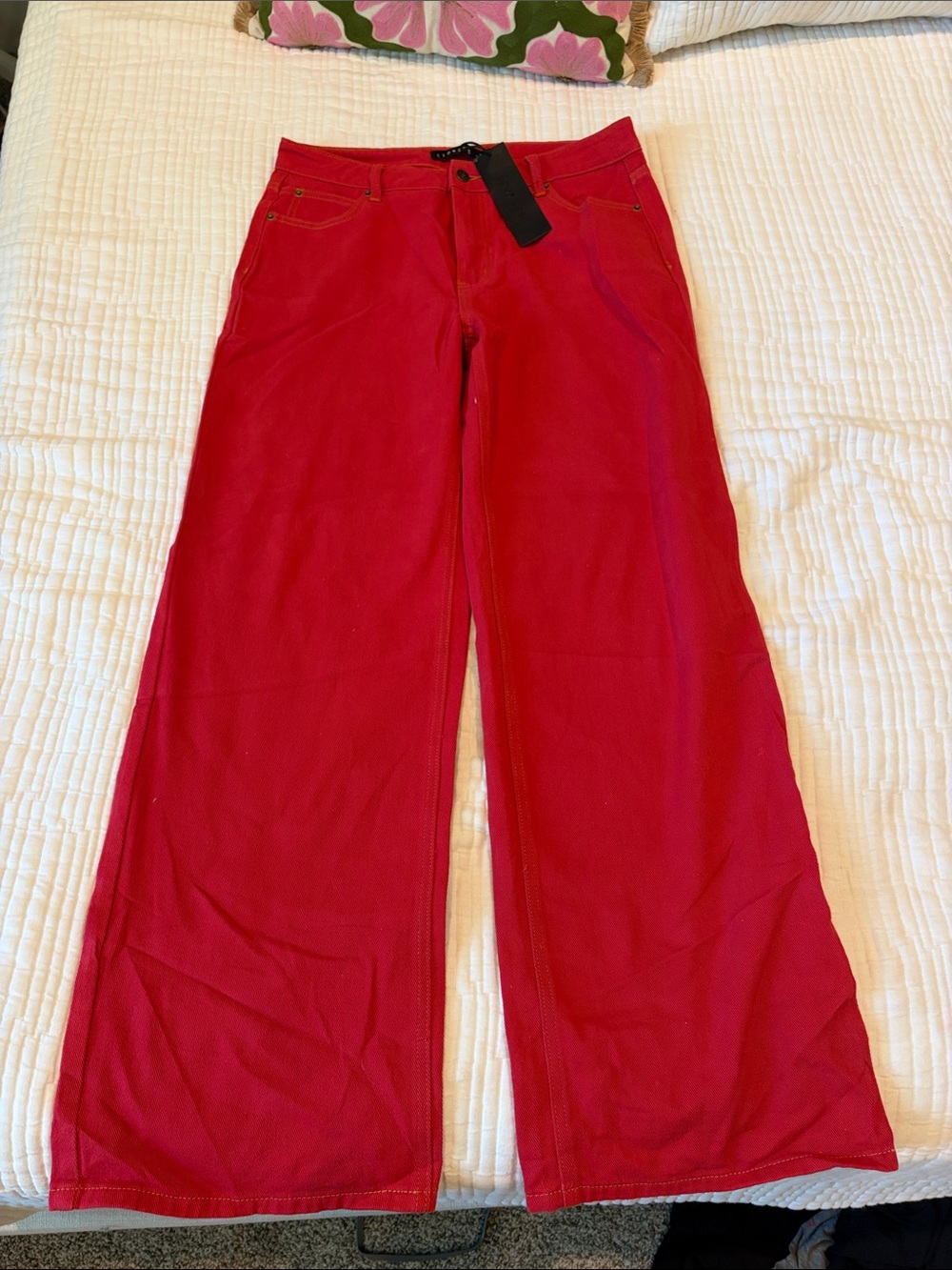 Lioness Wide-Leg Jeans in Bright Red
